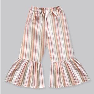 Girls Sunset Pallet Stripe Boho Ruffle Pants